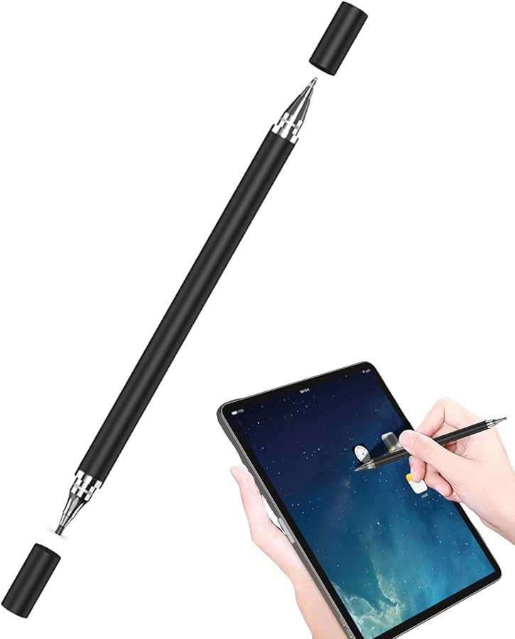 Black Action Pen Touchscreen Ballpoint Soft Tip for Phone Tablet Writing Drawing - Image 2
